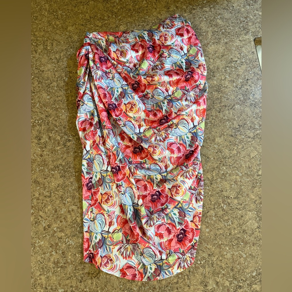 SHEIN Floral Midi Skirt in Red and Yellow